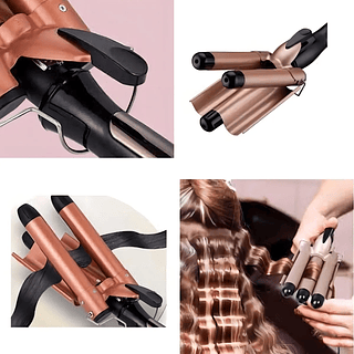 Chapinha Modelador Cabelo Cerâmica Tri-onda Ondulador Bivolt