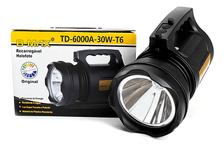 Lanterna Holofote Super Potente Recarregável 30w Td 6000a T6