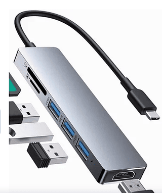 Adaptador múltiplo de hub USB 3.0 tipo C 6 em 1 com HDMI e SD