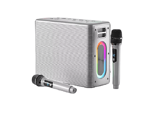 Caixa de Som Karokê com 2 Microfones