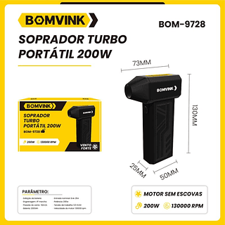 Soprador Turbo Portátil 200W BOMVINK BOM-9728