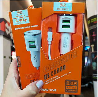 Carregador Veicular V8 3.4A 2USB RELOG'S