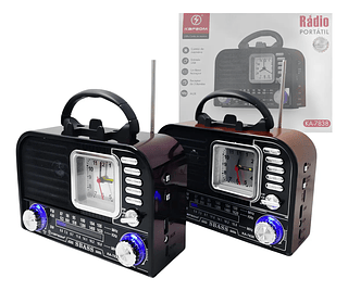 Caixa De Som Rádio Retro 3w Bt 5.1 Com Lanterna E Relógio