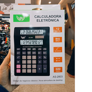 Calculadora com 2 DISPLAYS e 12 DÍGITOS AS-2803