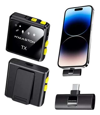 Microfone Lapela Duplo Sem Fio H'maston Mk-11 Tipo-C para Gravação